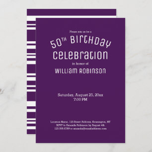 50e anniversaire Moderne Purple Stripes Invitation