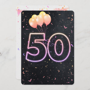 50e anniversaire Neon Connexion Black Invitation
