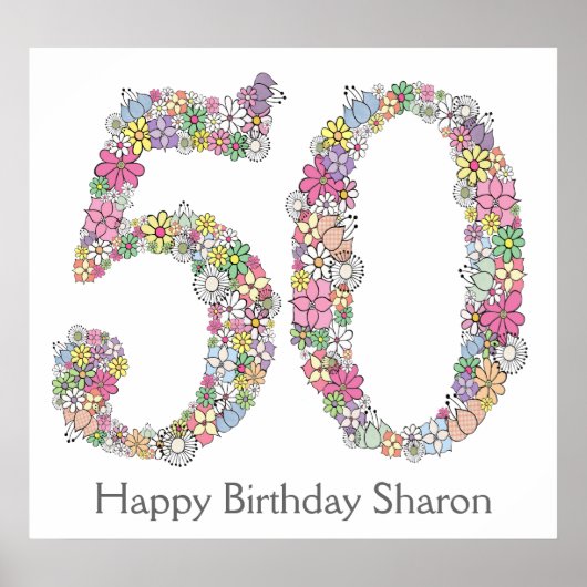 50e Anniversaire Numéro de fête Bannière Poster (G (Devant)