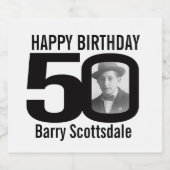 50e anniversaire personnalisé nom photo étiquette (Étiquettes simples)