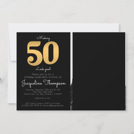 50e anniversaire Photo Gold Invitation (Devant)