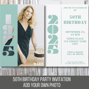 50e anniversaire photo invitation née 1975 Invitat