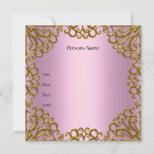 50e anniversaire Pink Party Invitation Bijou Metal (Dos)