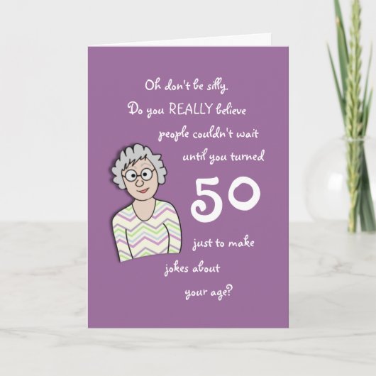 50e anniversaire pour sa carte amusante (Devant)