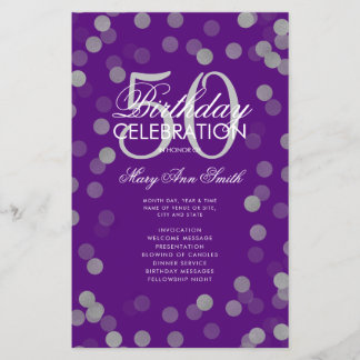50e Anniversaire Programme Confetti Argent Menu Pu