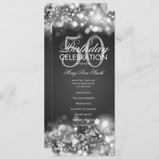 50e anniversaire Programme Glam Lights Silver avec (Devant / Derrière)