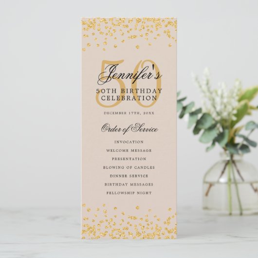 50e Anniversaire Programme Gold Confetti Menu Cham (Debout devant)
