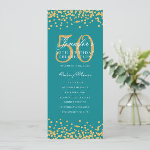 50e Anniversaire Programme Gold Confetti Turquoise