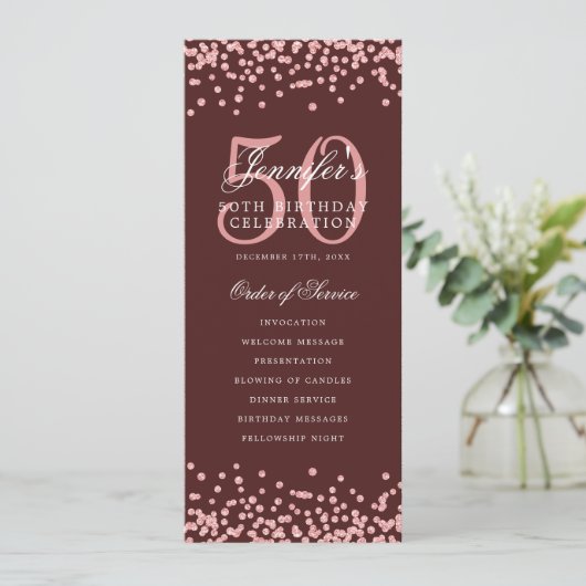 50e Anniversaire Programme Rose Gold Bourgogne Con (Debout devant)