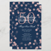 50e anniversaire Programme Rose Gold Confetti Menu (Devant / Derrière)