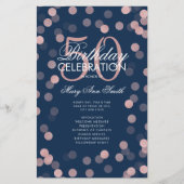 50e anniversaire Programme Rose Gold Confetti Menu (Devant)