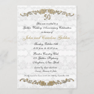 50e anniversaire Rose frontière Invitation blanche