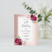 50e anniversaire rose or burgundy invitation flora (Debout devant)