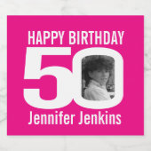 50e anniversaire rose personnalisé nom étiquette (Étiquettes simples)