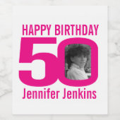 50e anniversaire rose personnalisé nom étiquette (Étiquettes simples)