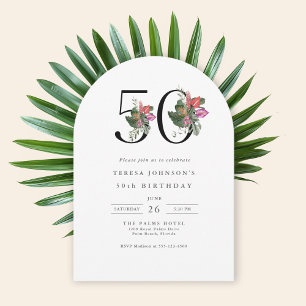 50e anniversaire Simple élégante Invitation tropic