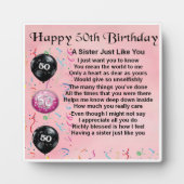 50e anniversaire Soeur Poem Plaque (Devant)