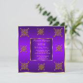 50e Anniversaire Soirée Gold Purple Invitation (Debout devant)