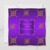 50e Anniversaire Soirée Gold Purple Invitation (Dos)
