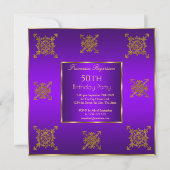 50e Anniversaire Soirée Gold Purple Invitation (Devant)