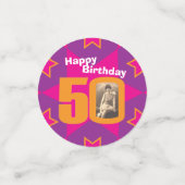 50e anniversaire star rose orange papier confetti (Petit recto)