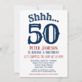 50e Anniversaire Surprise Invitation Homme Marine (Devant)