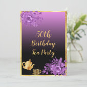 50e anniversaire thé fête invitation noir violet (Debout devant)