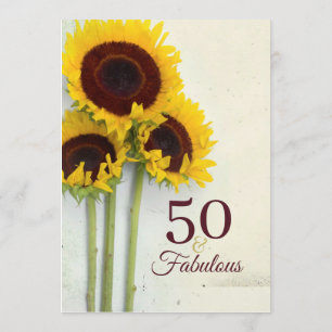 50e anniversaire tournesol Invitation rustique