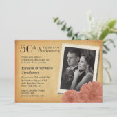 50e anniversaire Vintage Daisy Photo Invitations (Debout devant)