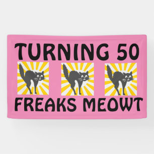 50E BIRTHDAY FUNNY CAT BANNER