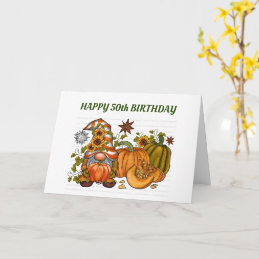 *50e BIRTHDAY* GNOME WIL DAT HIJ PERSOON WAS Kaart (Gele Bloem)