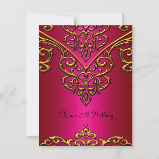 50e 'Birthday Gold'-overlay op Rich Pink Kaart (Voorkant)