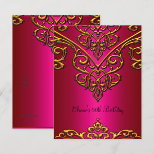 50e 'Birthday Gold'-overlay op Rich Pink Kaart