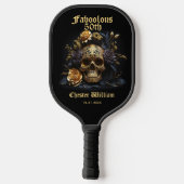 50E BIRTHDAY GOLD SKULL ROOS HALLOWEEN PICKLEBALL PADDLE (Achterkant)