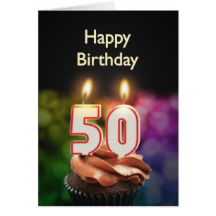 50e Birthday-kaart met kaarsen