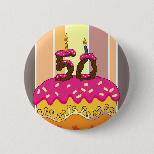 50e Birthday Pin Badge to Match Wenskaart Ronde Button 5,7 Cm