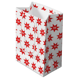 50e Birthday Red Star Medium Cadeauzakje
