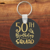 50e Birthday Squad 50 Party Crew Button Sleutelhanger (Voorkant)