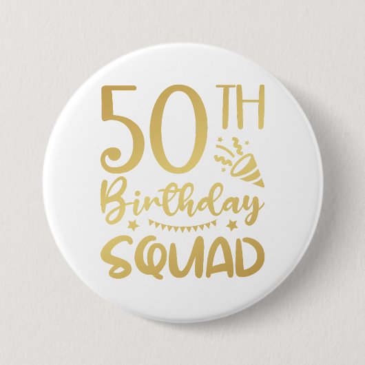 50e Birthday Squad 50 Party Crew Round Button (Voorkant)