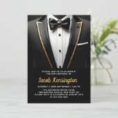 50e Black and Gold Tuxedo verjaardagsfeest Kaart (Staand voorkant)