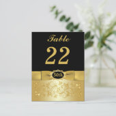 50e Black Gold Floral Numéro de table Carte postal (Debout devant)