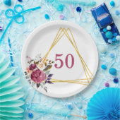 50e Boho Floral geometric Papieren Bordje (Feest)