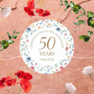 50e bruiloft Blush Rozen Jubileum Ronde Sticker