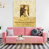 50e bruiloft Jubileum Antiek Damask Gold Canvas Afdruk (Insitu (Woonkamer))