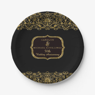 50e bruiloft Jubileum Art Deco Nouveau Party Papieren Bordje