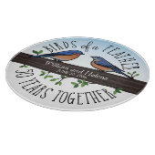 50e bruiloft Jubileum, Blauwvogels van een veer Snijplank (Hoek)