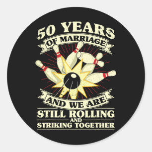 50e bruiloft Jubileum Bowling Getrouwd Vrouw Echtg Ronde Sticker