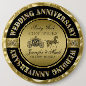 50e bruiloft Jubileum-bruiloft Paard en vervoer Ronde Button 6,0 Cm (Voorkant)