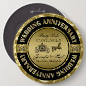 50e bruiloft Jubileum-bruiloft Paard en vervoer Ronde Button 6,0 Cm (Voorkant /achterkant)