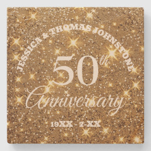50e bruiloft Jubileum cadeau gepersonaliseerd Stenen Onderzetter